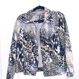 Zippered Animal Print Blazer
